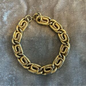 Vintage Gold Tone Textured Link Bracelet